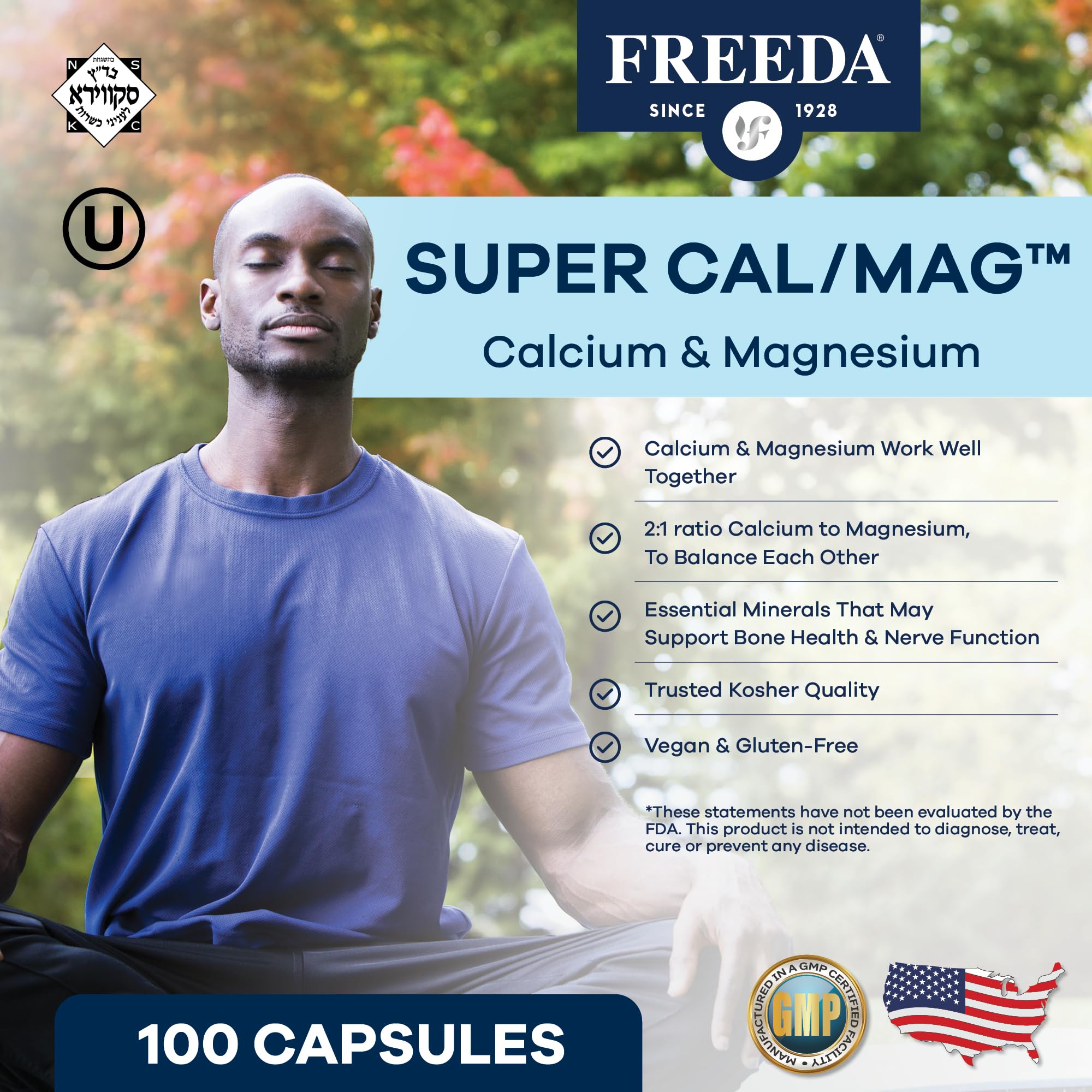 Freeda 2:1 Calcium Magnesium Supplement – Magnesium and Calcium Supplements for Women & Men – Bone Health & Strength, Nerve Function & Muscle Relaxation – Vegan, Third-Party Tested (100 Capsules) - Image 7