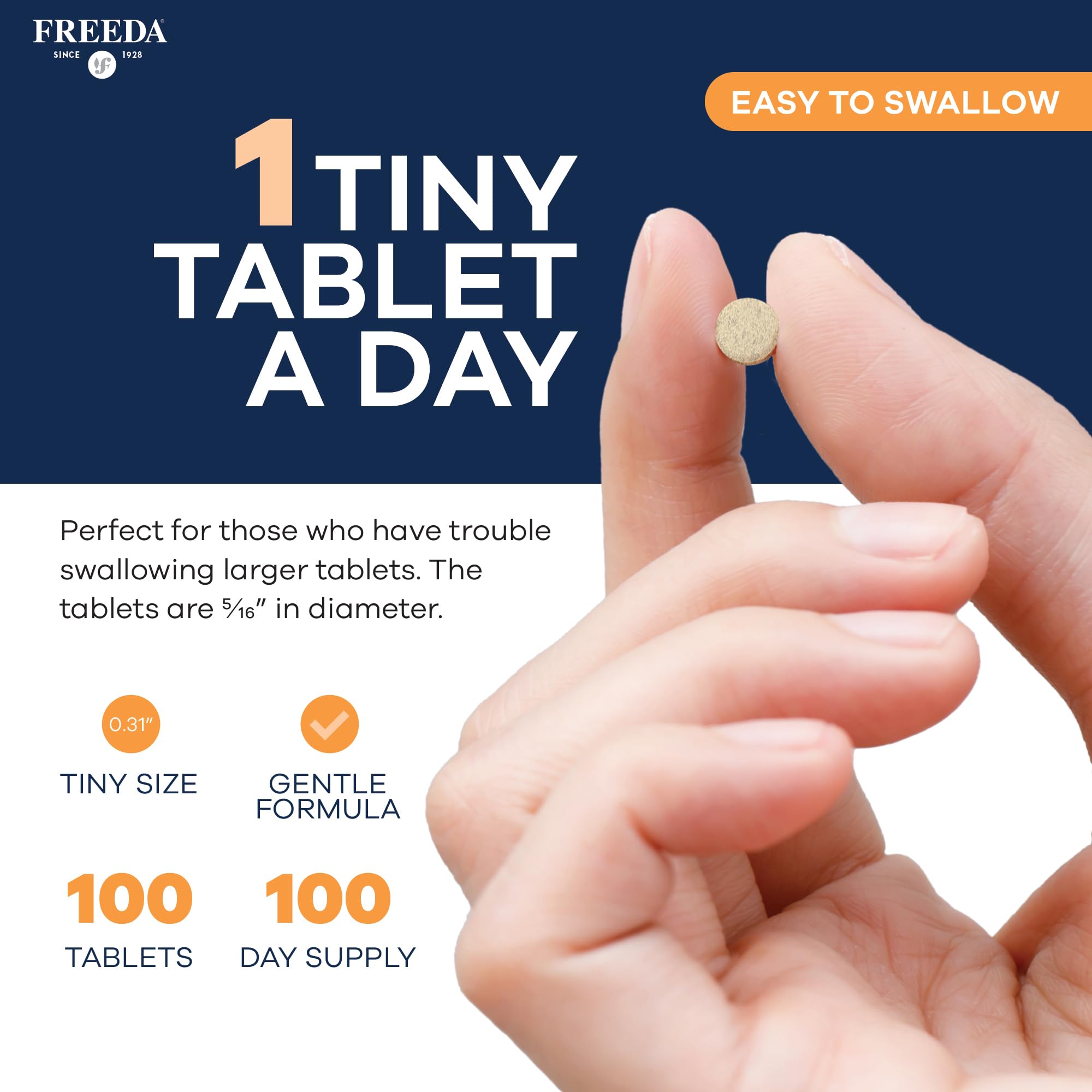 FREEDA 29 mg Gentle Iron Supplement for Women & Men from Ferrous Fumarate – Stomach Friendly Low Iron Pills for Energy & Red Blood Cell Booster Support, Easy-to-Swallow Tablets, Kosher, GF (100 Count) - Image 5