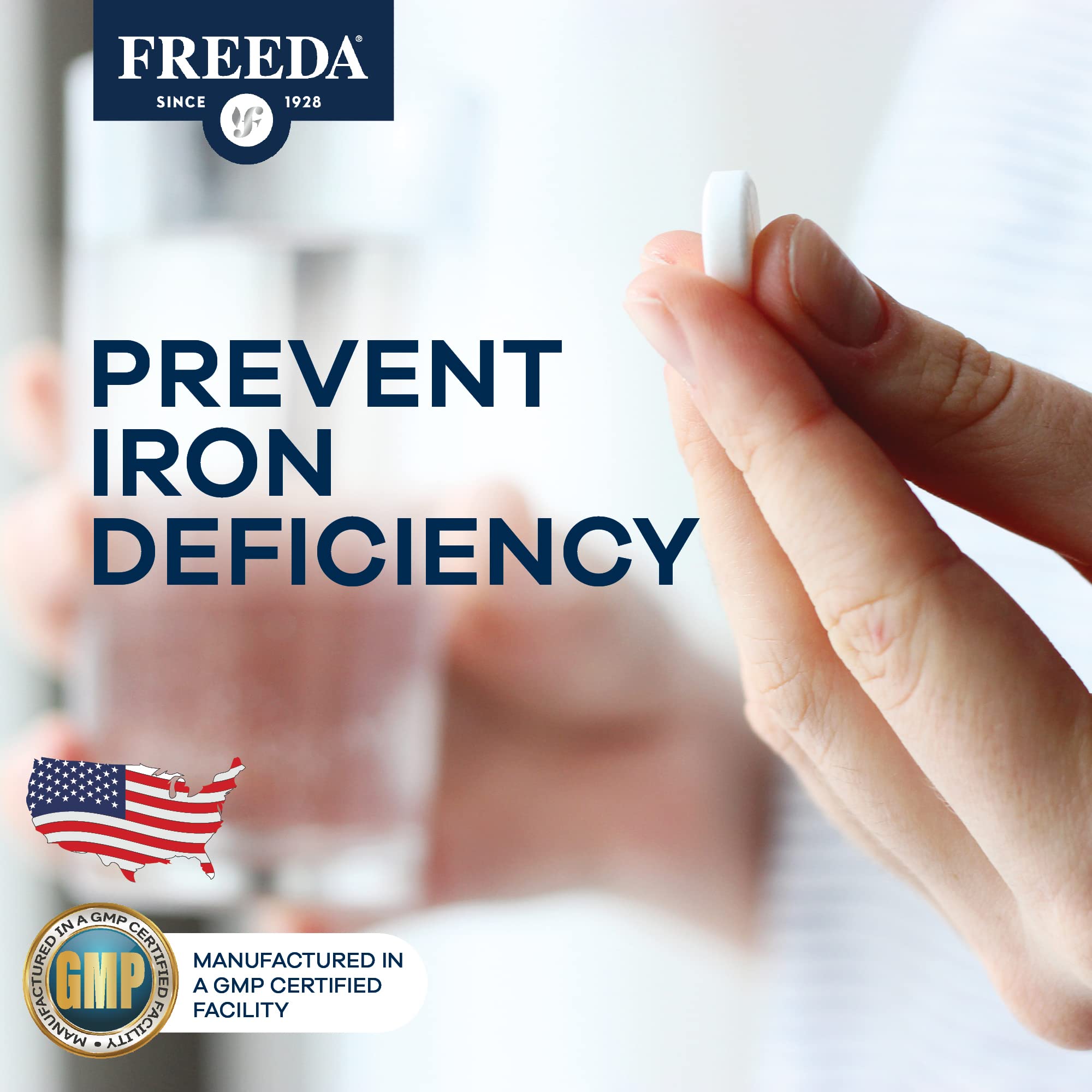 FREEDA 29 mg Gentle Iron Supplement for Women & Men from Ferrous Fumarate – Stomach Friendly Low Iron Pills for Energy & Red Blood Cell Booster Support, Easy-to-Swallow Tablets, Kosher, GF (100 Count) - Image 8