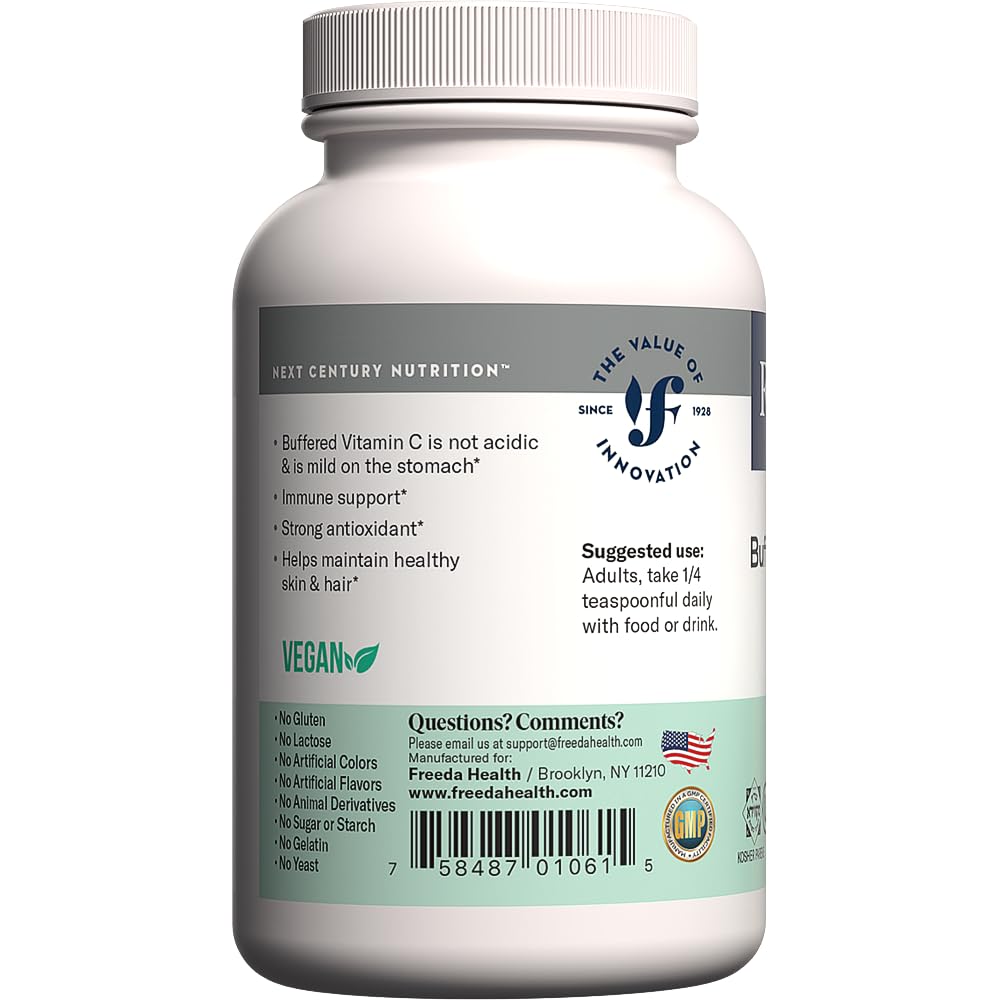 FREEDA Buffered Vitamin C Powder – Gentle On Stomach Vitamin C, Non-Acidic, Vegan, Kosher, Sugar-Free, for Immune Support and Seasonal Wellness– 5 oz - Image 9