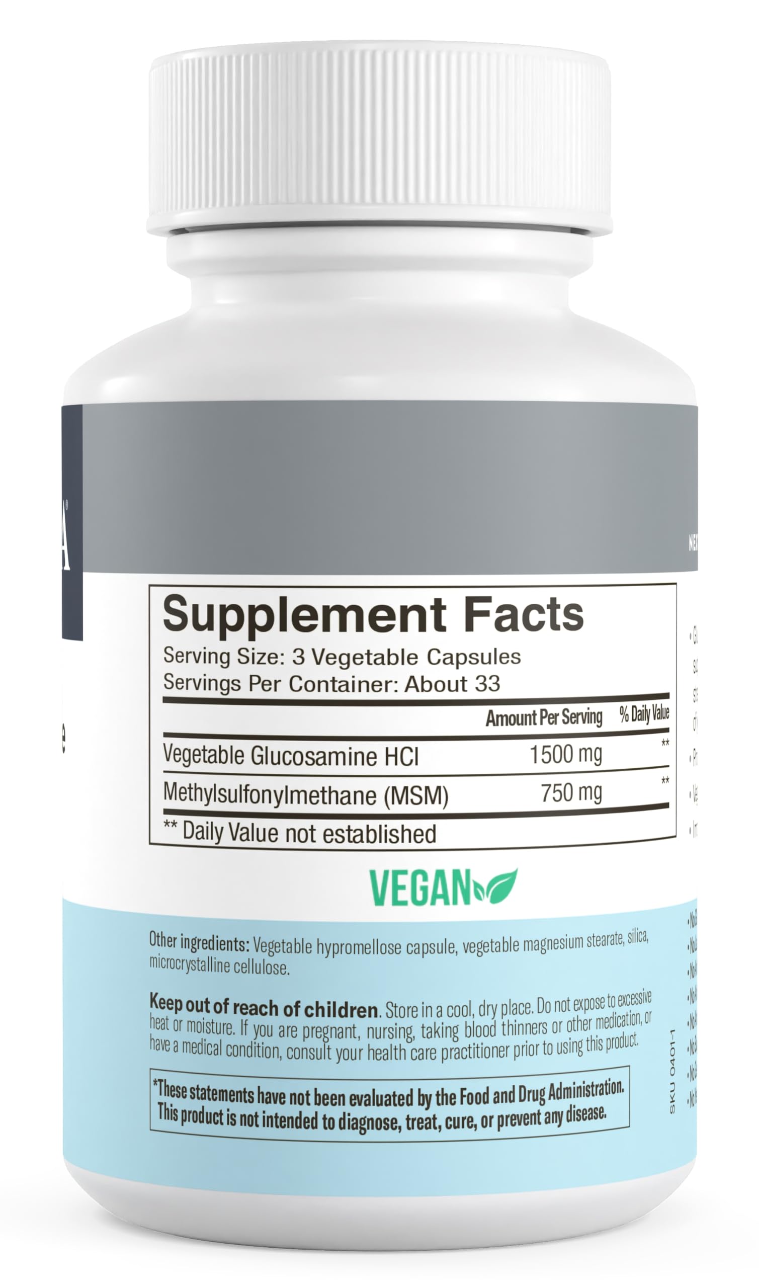 FREEDA Glucosamine MSM – Vegan Joint Flexibility & Mobility Supplement – Vegetarian Glucosamine Without Shellfish – Supports Joint Function – Third-Party Tested – (100 Capsules) - Image 6