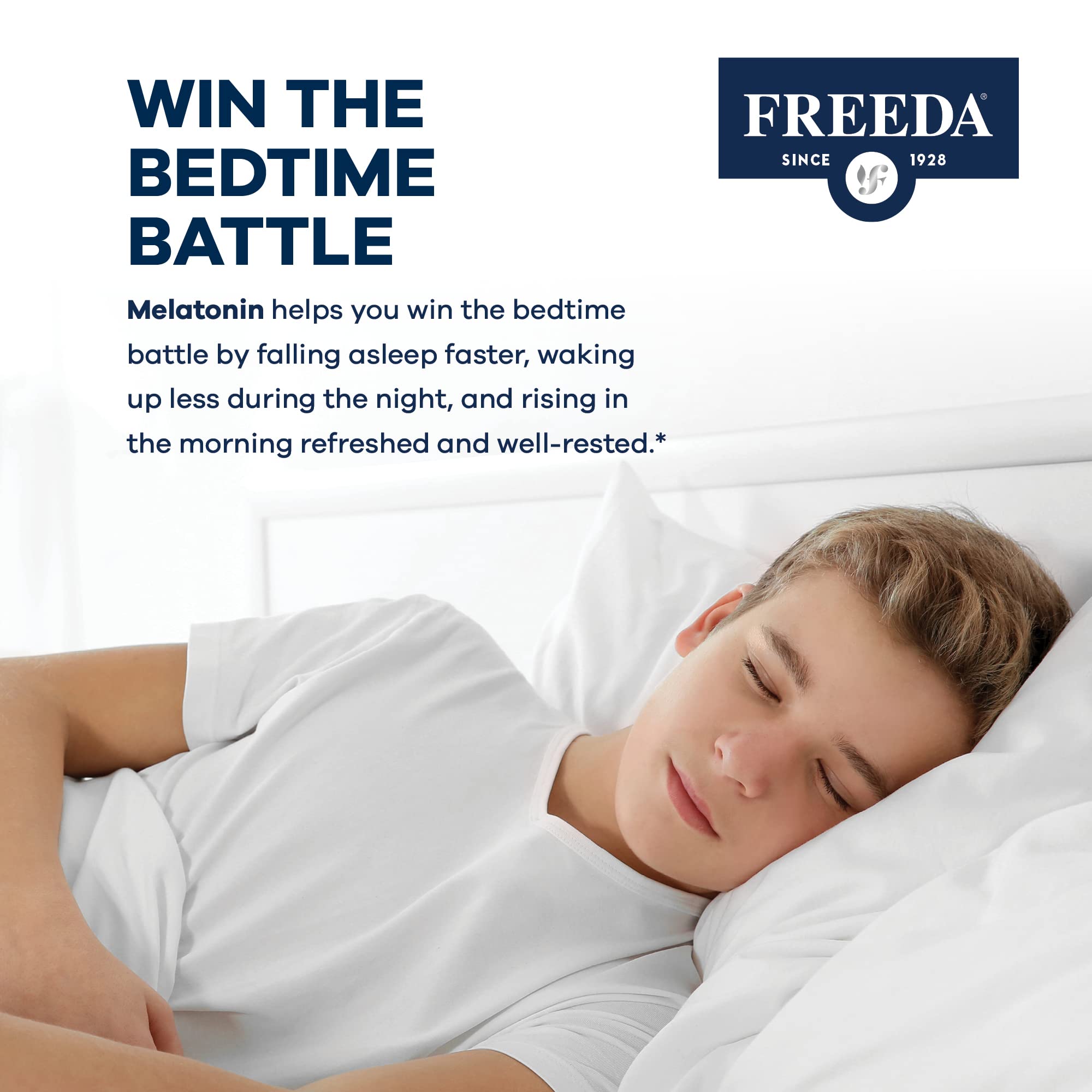 FREEDA Melatonin 1 mg Sugar-Free Chewable Tablets – Natural Fruit Flavor Sleep Aid for Adults and Kids Ages 3 and Up – Non-Habit Forming, Vegan, Gluten-Free, Kosher – Made in USA (90 Count) - Image 5