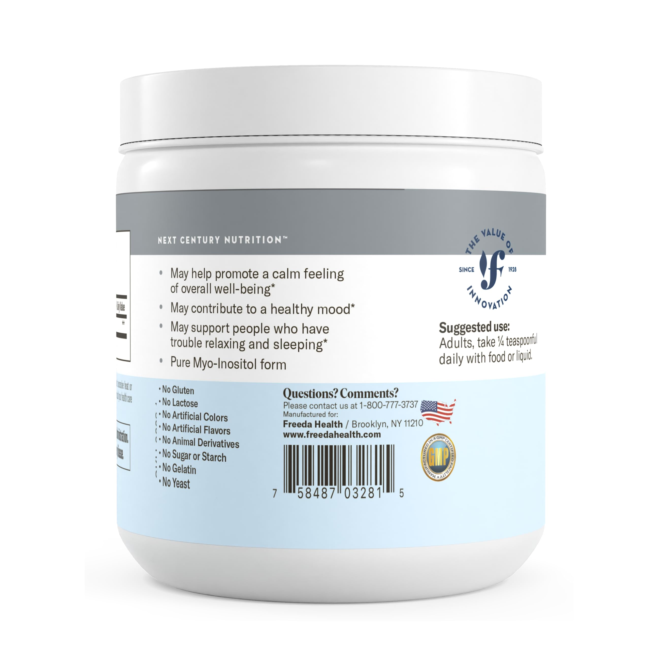 FREEDA Pure Myo-Inositol Powder – Vitamin B8 for Hormone, Mood & Cellular Health – Supports Fertility, Focus, Energy & Nervous System Function – Kosher, Vegan, Non-GMO, Gluten-Free (4 oz) - Image 8