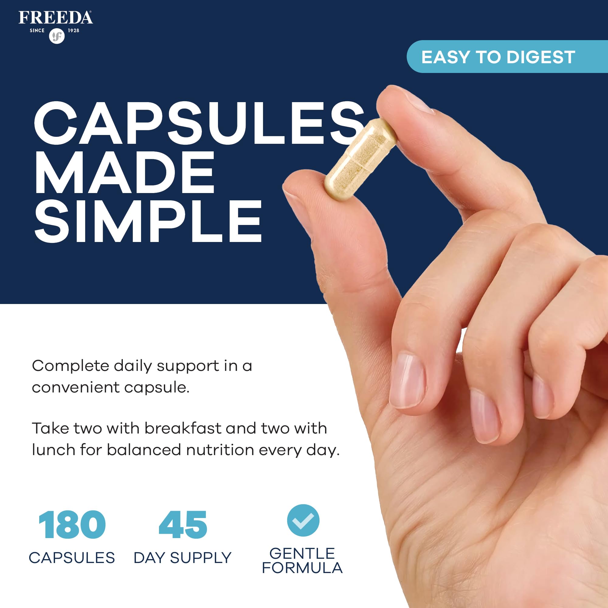 FREEDA SCD Multivitamin – Daily Multivitamin Supplement for Men & Women – Vegan, Gluten-Free, SCD Legal – Kosher Certified Adult Vitamins – Specific Carbohydrate Diet Friendly – 180 Capsules - Image 5