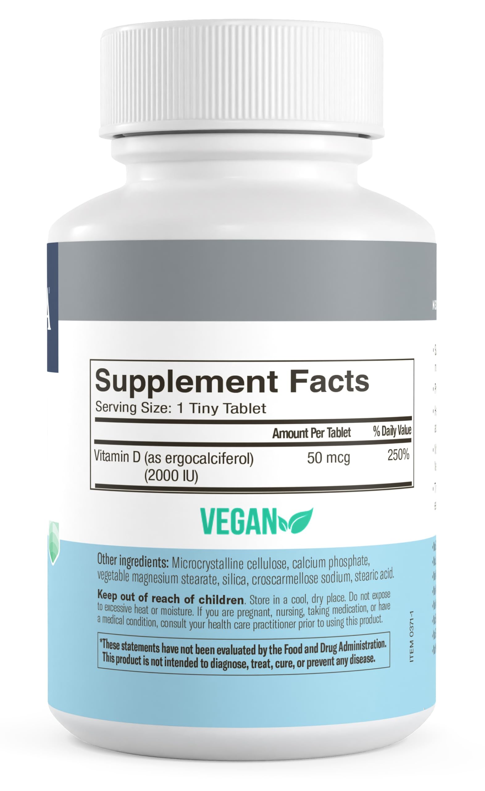 FREEDA Vitamin D2 2000 IU – Vegan Vitamin D for Bone Strength & Immune Support – Vegan Ergocalciferol D2 Supplement – 100 Tiny Tablets - Image 5