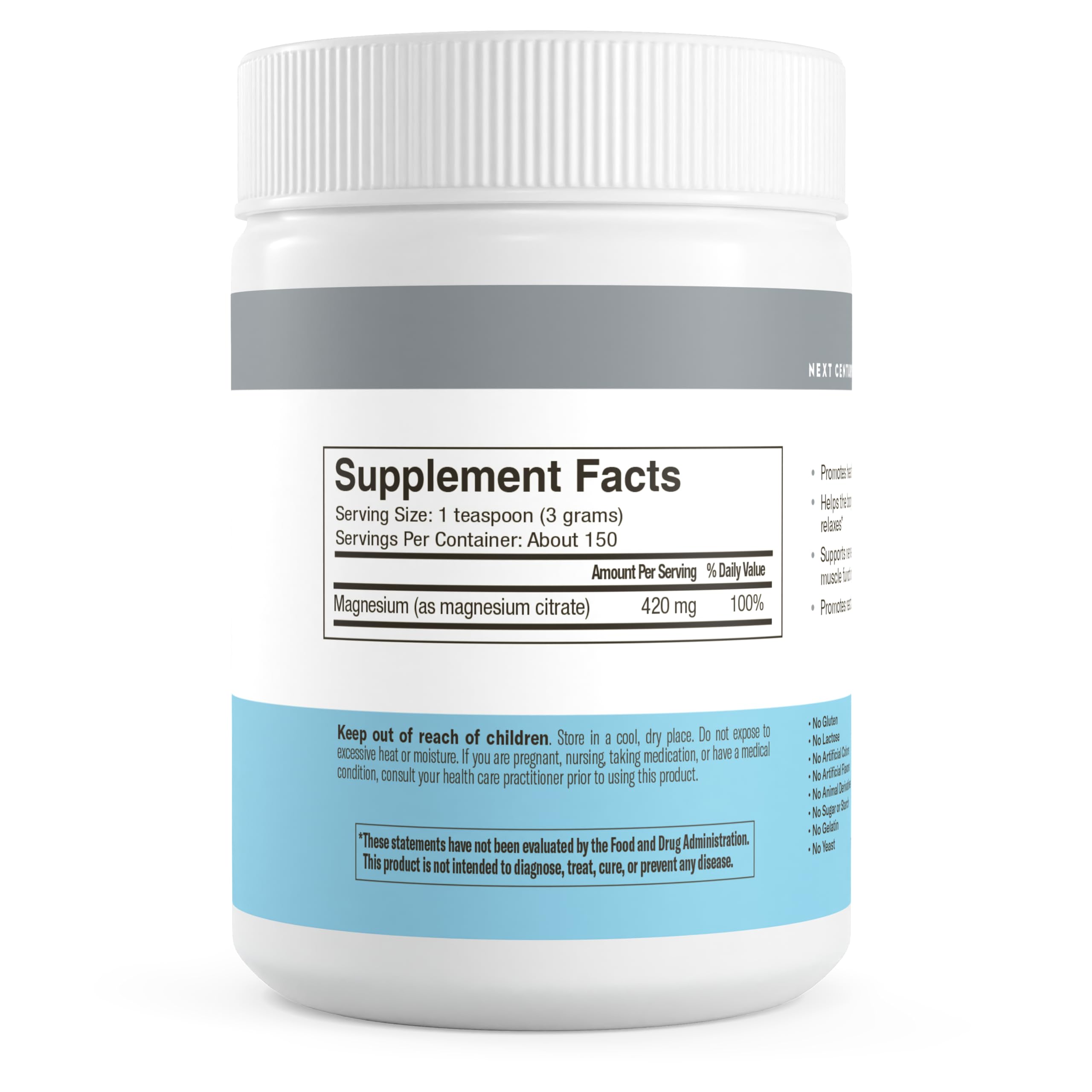 Magnesium Citrate Powder (420mg Elemental Magnesium) – Unflavored & Corn-Free – Pure Powder for Muscle, Nerve & Bone Health – Made in USA, 16 oz (150 Servings) - Image 7